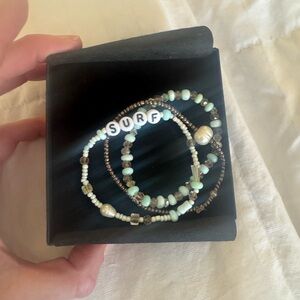 Handmade real pearl and jade beads Green and Brown Beaded Bracelet Set✨✨✨